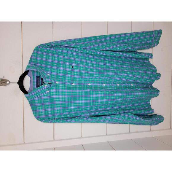 Crown & Ivy Classic Fit XXL green & blue plaid shirt - Picture 1 of 4